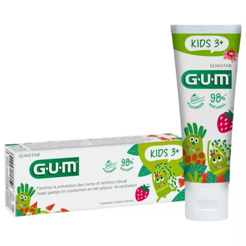 Gum Kids 3+ Gel dentífrico, fresa, 50 ml |  Dental Boutique Canarias.